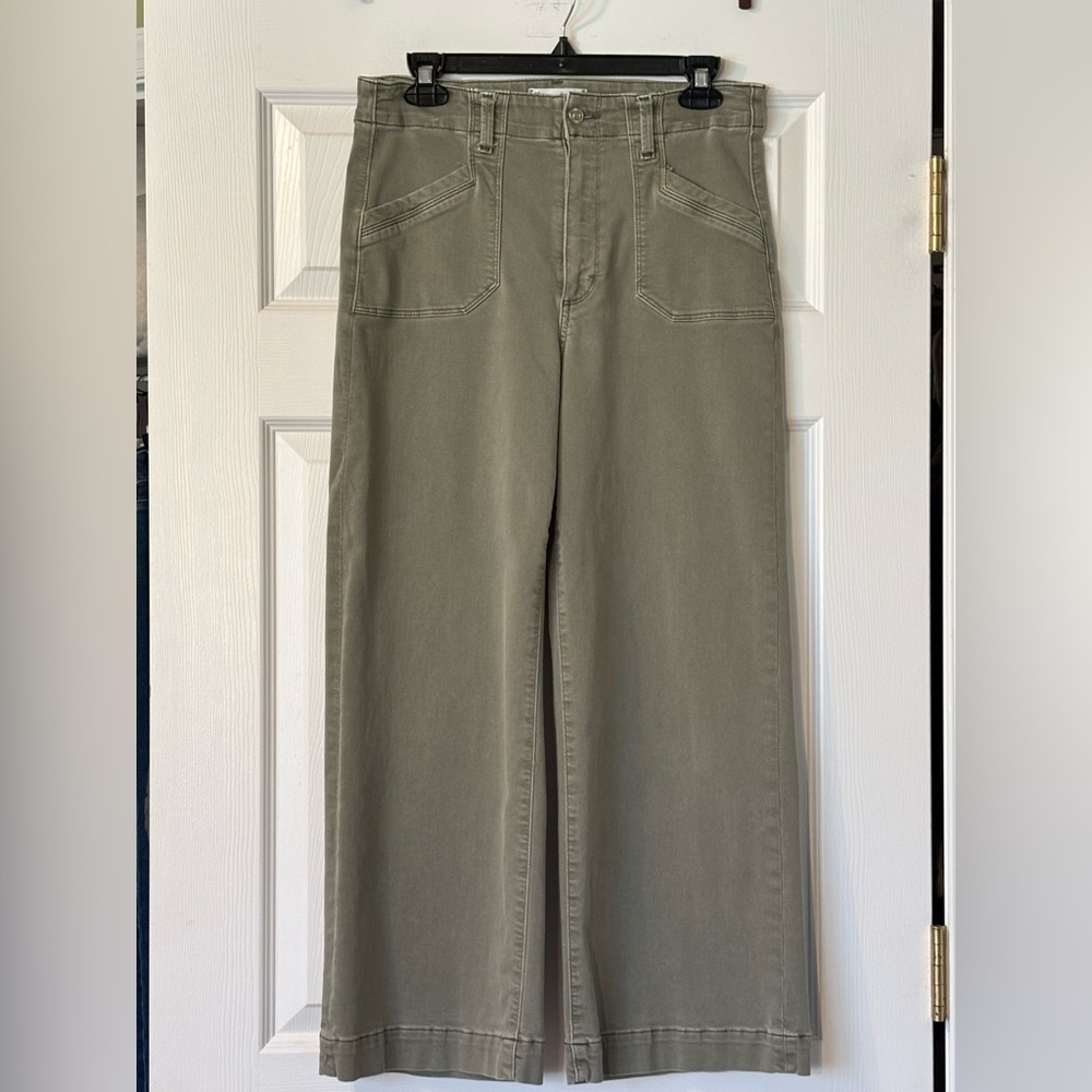 Paige Anessa High Rise Wide Leg Welt Utility Pocket Cropped Jeans Size 28 EUC